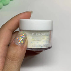 White with Sparkles and Soft Milky Tint Dip Powder For Nails