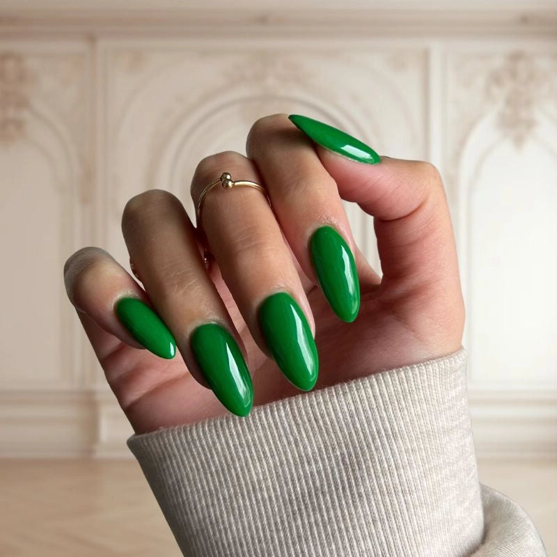 Canvas Green Dip Powder For Nails showcasing a rich, earthy green manicure for a stylish, nature-inspired look.