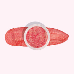Coral Orange Dip Powder Nails with a vibrant orange and sparkling shimmer.
