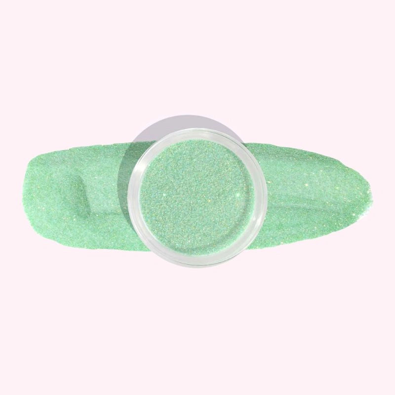 Glacier Water Green with Shimmer Dip Powder For Nails with cool green tones and delicate shimmer, offering a fresh, sparkling finish.
