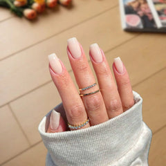 Ivory Glow Dip Powder Nails with soft shimmer, ideal for DIY manicures.