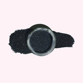 Midnight Black Shimmer Dip Powder For Nails with deep black tones and fine shimmer, offering a dramatic and elegant finish.