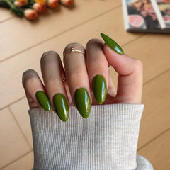 Olive Green Dip Powder For Nails for an elegant olive green pedicure with warm, earthy undertones.