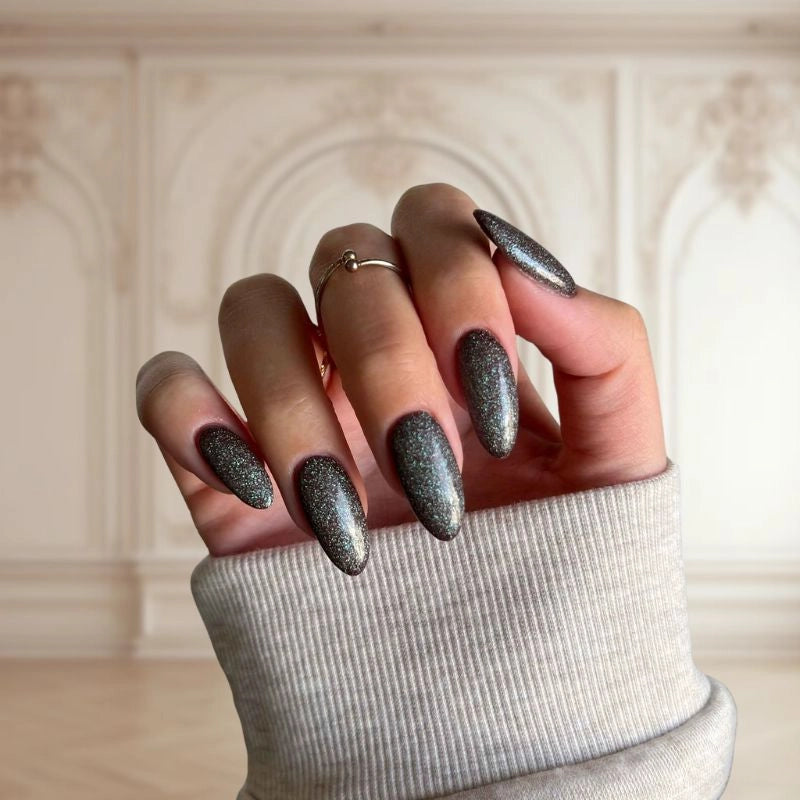 Brown to Green nails showcasing the color change effect for a dynamic look.