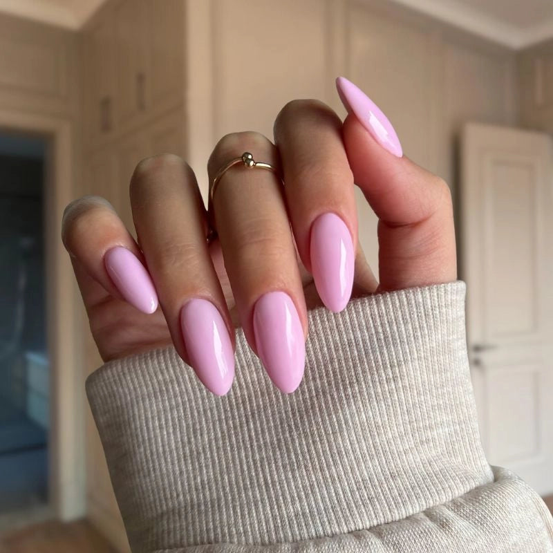 Cake Cream Pink nails creating a gentle, feminine look with a smooth, creamy finish.