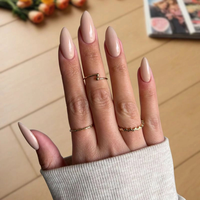 DIY manicure using Classic Nude Dip Powder For Nails for a sophisticated, natural finish at home.