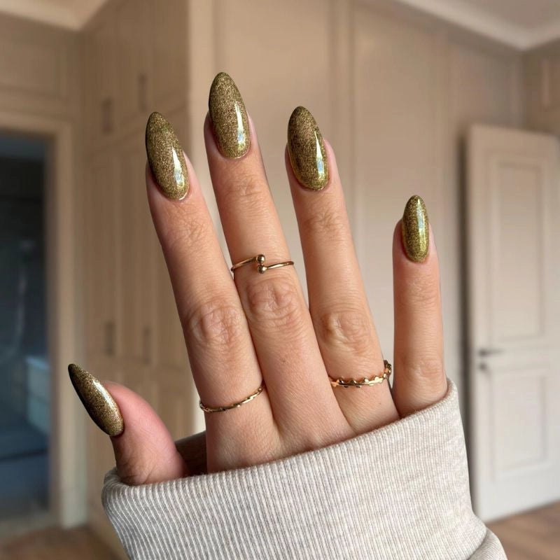 Fall-Inspired Autumn Leaves Gold Dip Powder for DIY Nails with Shimmering Glitter