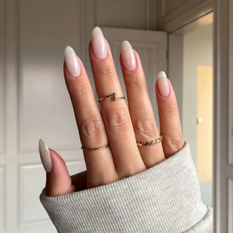 DIY Translucent White Dip Powder Manicure – Soft, elegant nails with long-lasting results.