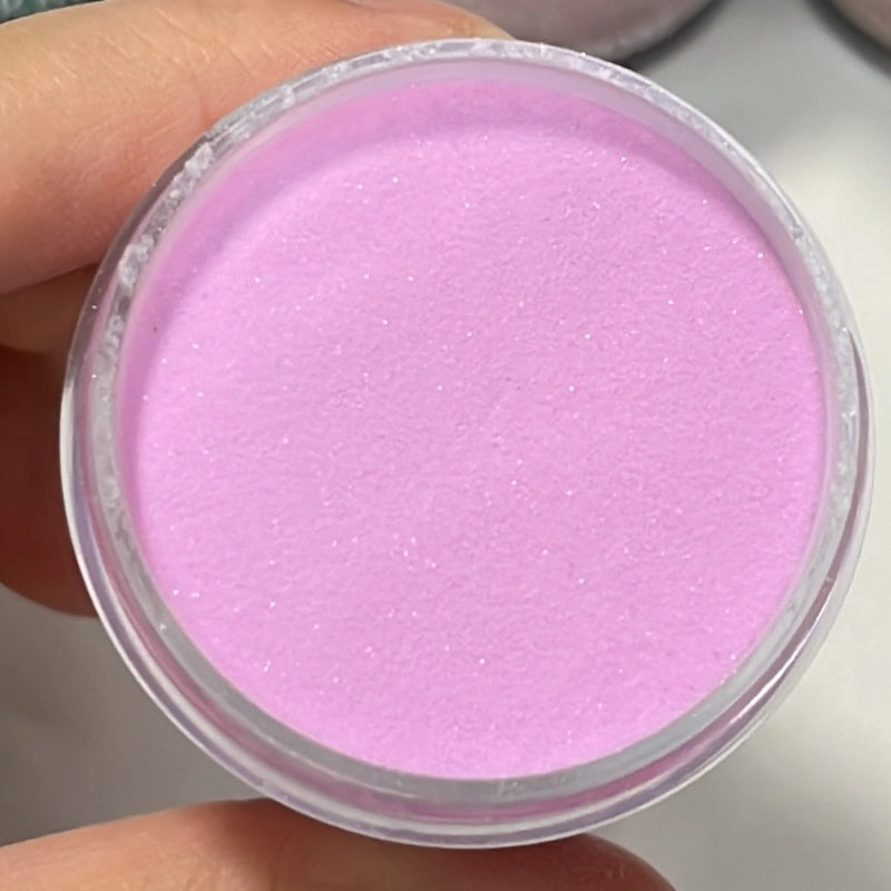 Whispering Lilac dip powder in soft pastel purple with delicate shimmer