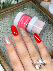 Playful Pink-Orange Dip Powder for Nails