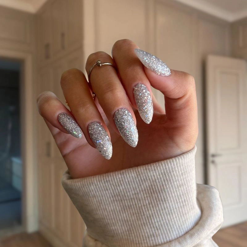 Sparkling Silver Dip Powder For Nails