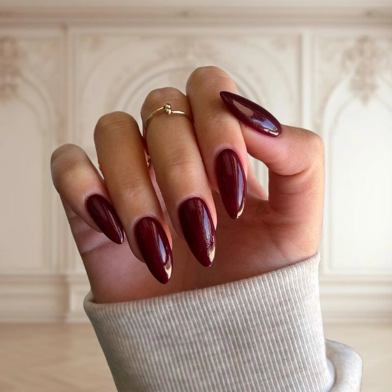 Luxurious Burgundy Dip Powder for nails, perfect for an elegant and bold nail design.