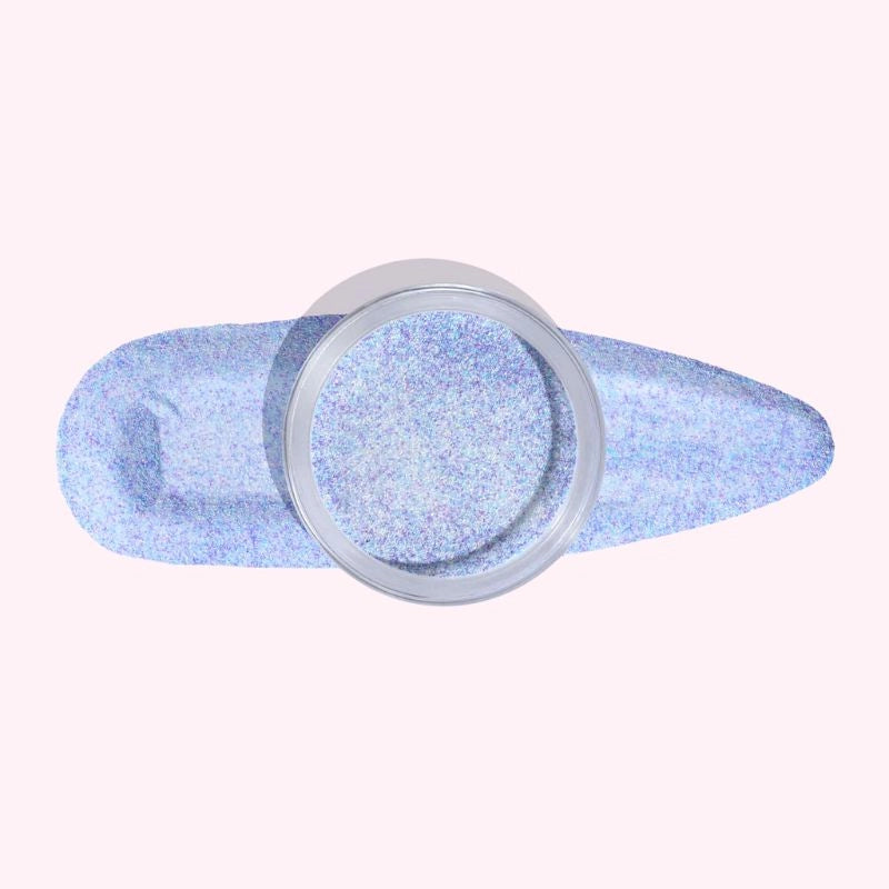 Murano Blue Mixed Glitter Dip Powder For Nails with soft blue base and colorful glitter, creating a sparkling finish.