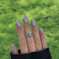 Silver Sparkle Green Dip Powder for Nail Art - Shimmering Green with Silver Glitter