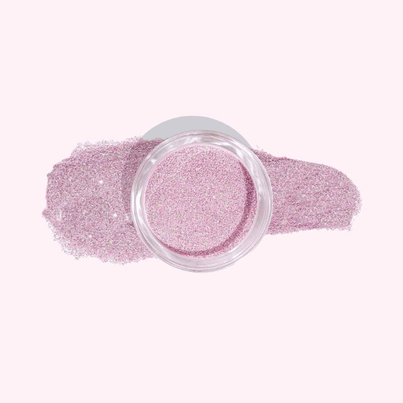 Sparkling Rose Pink Dip Powder For Nails with soft pink tones and shimmering glitter, offering a radiant, romantic finish.