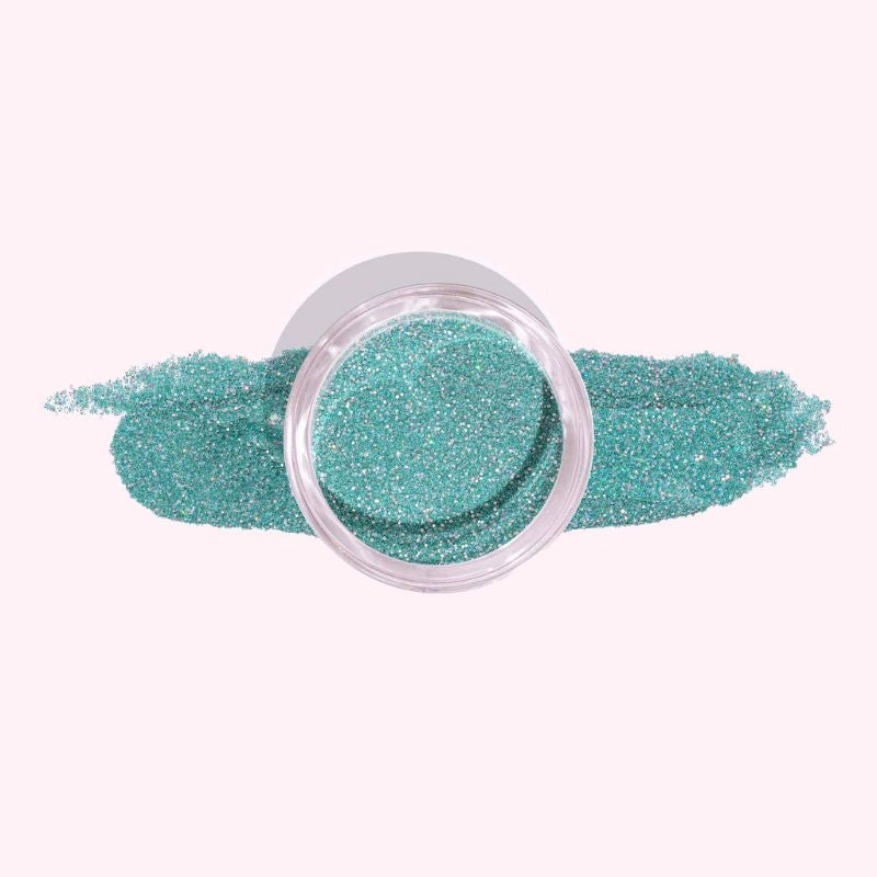 Turquoise Green Dip Powder For Nails with a blend of blue and green and delicate shimmer for a vibrant, sparkling finish.