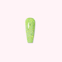 Shimmering icy green manicure inspired by aurora using Aurora Stardust dip powder