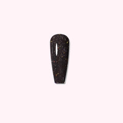 Galaxy Noir dip powder applied on nails, showing rich black with delicate, colorful sparkles