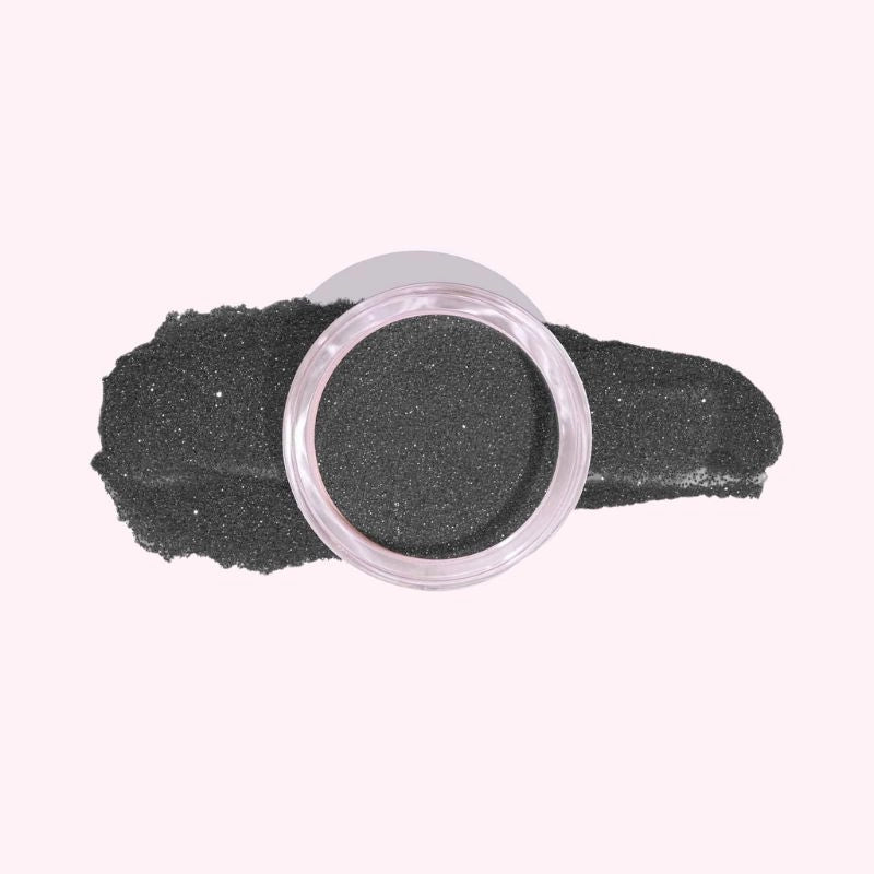 Black with Fine Sparkle Dip Powder For Nails featuring a deep black base with subtle shimmer for a sophisticated look.