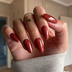 Chestnut Red Glitter Dip Powder - Glamorous Sparkling Finish for Elegant Nails