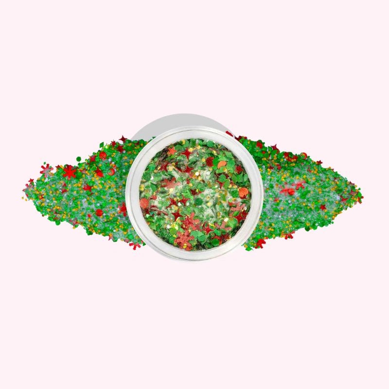 Christmas Sparkle Dip Powder for Nails with Green and Red Glitter for Holiday Nail Art