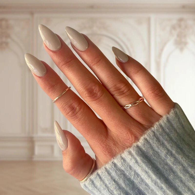 Creamy White nails providing a refined, elegant look with a creamy, opaque white tone.