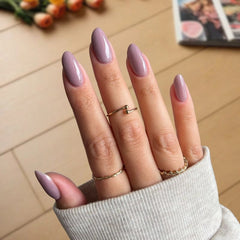 Smoky Lavender Grey Dip Powder Nail Art - Perfect for Elegant and Sophisticated Manicures