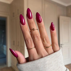 DIY Plum Red Dip Powder Manicure – Bold, long-lasting nails with a touch of elegance.