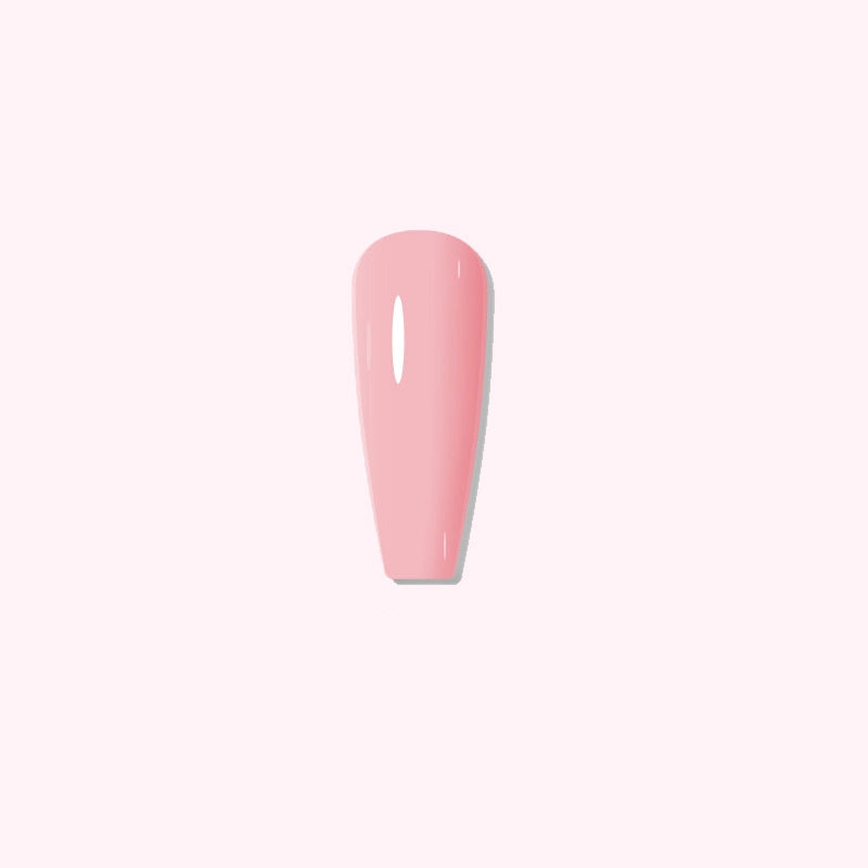 Manicure using Rosy Veil Pink dip powder with glossy shine