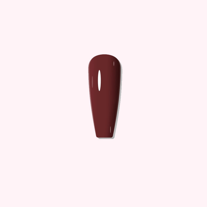 Rouge Noir dip powder on nails, showcasing a luxurious dark wine red shade