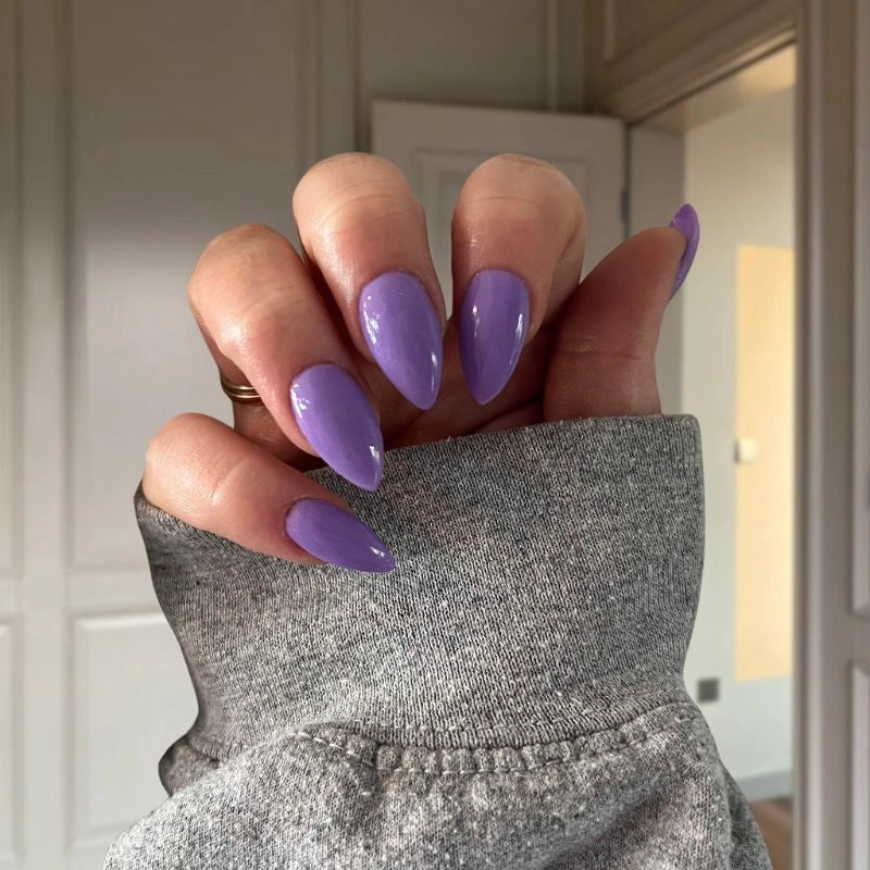 DIY manicure with Taro Purple Dip Powder For Nails creating a soothing, sophisticated finish at home.